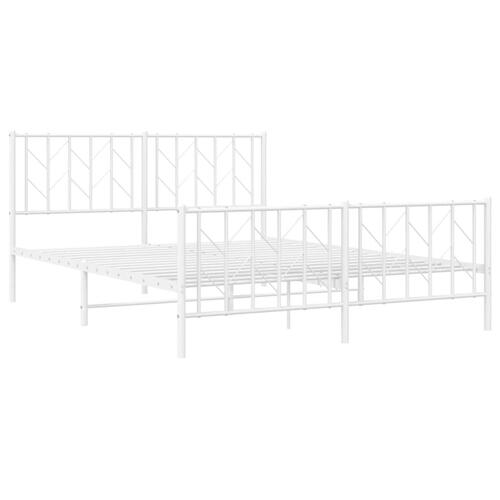 Sengeramme med sengegavl og fodgærde 150x200 cm metal hvid