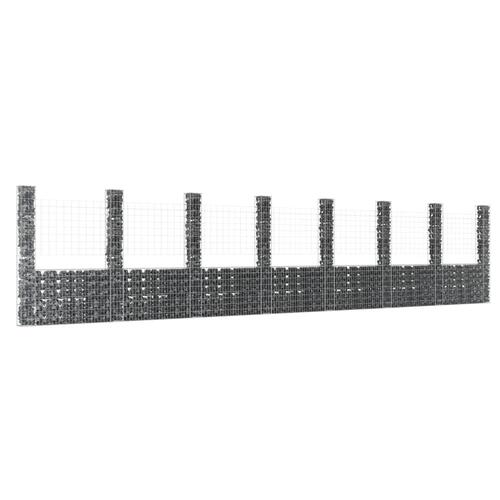 Gabionkurv med 8 stolper 860x20x200 cm U-facon jern
