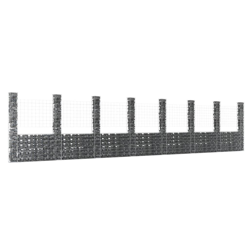 Gabionkurv med 8 stolper 860x20x200 cm U-facon jern