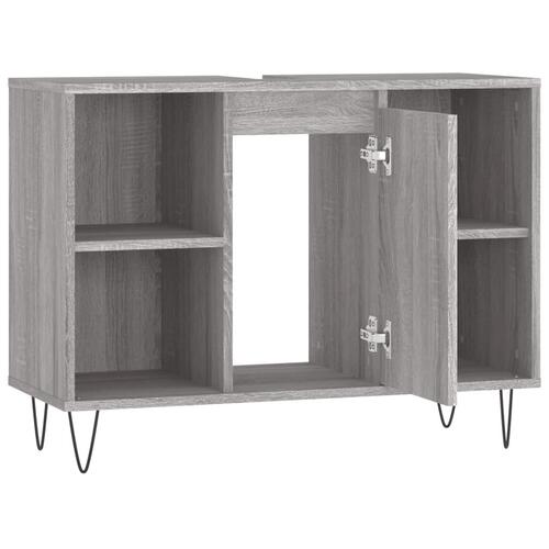 Badeværelsesskab 80x33x60 cm konstrueret træ grå sonoma-eg