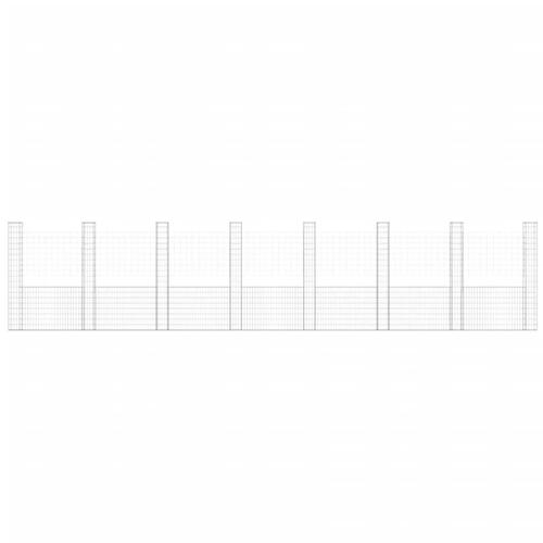 Gabionkurv med 8 stolper 860x20x200 cm U-facon jern