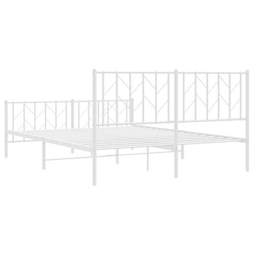 Sengeramme med sengegavl og fodgærde 150x200 cm metal hvid