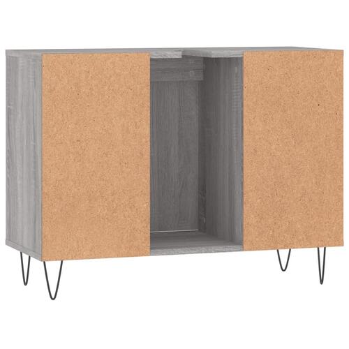Badeværelsesskab 80x33x60 cm konstrueret træ grå sonoma-eg