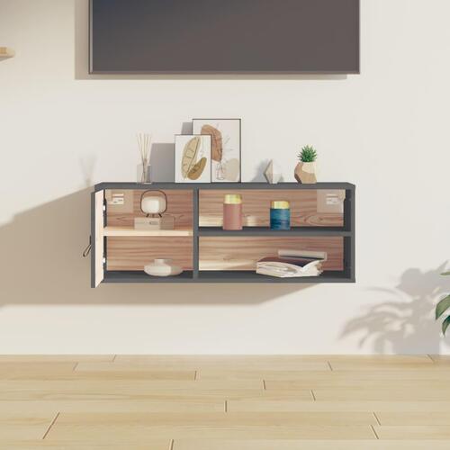 Vægskab 80x30x30 cm massivt fyrretræ grå