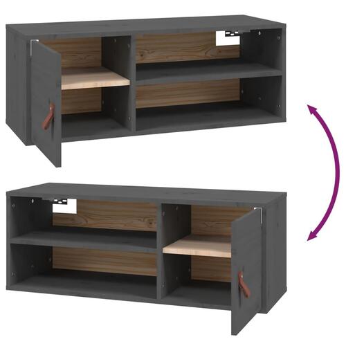Vægskab 80x30x30 cm massivt fyrretræ grå