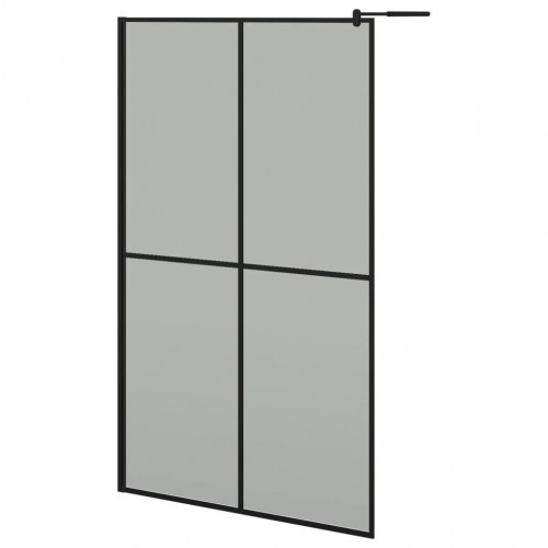 Brusevæg med hylde 118x190 cm sikkerhedsglas og aluminium sort