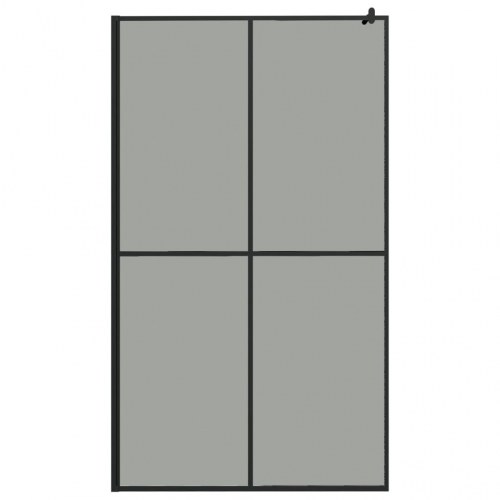 Brusevæg med hylde 118x190 cm sikkerhedsglas og aluminium sort