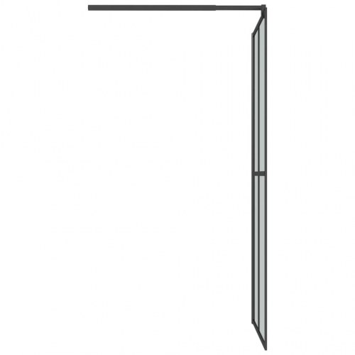 Brusevæg med hylde 118x190 cm sikkerhedsglas og aluminium sort