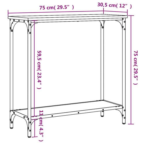 Konsolbord 75x30,5x75 cm konstrueret træ sonoma-eg