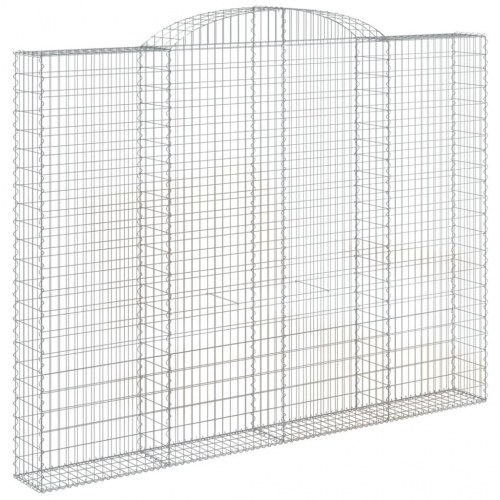 Buet gabionkurv 300×30×220/240 cm i galvaniseret jern - dekorativ gabionvæg til haven