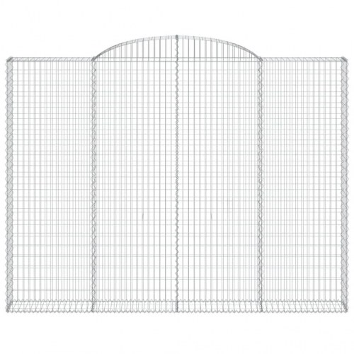 Buet gabionkurv 300×30×220/240 cm i galvaniseret jern - dekorativ gabionvæg til haven
