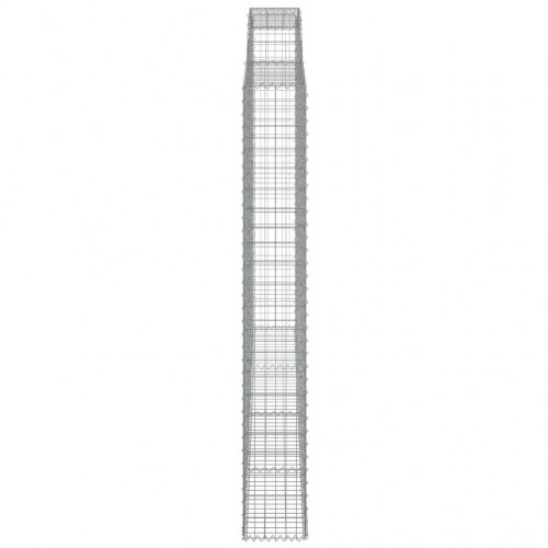 Buet gabionkurv 300×30×220/240 cm i galvaniseret jern - dekorativ gabionvæg til haven