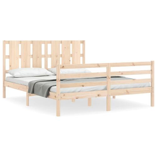 Sengeramme med sengegavl kingsize massivt træ