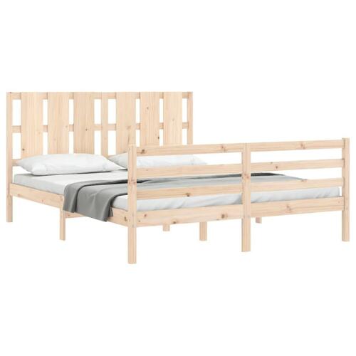 Sengeramme med sengegavl kingsize massivt træ