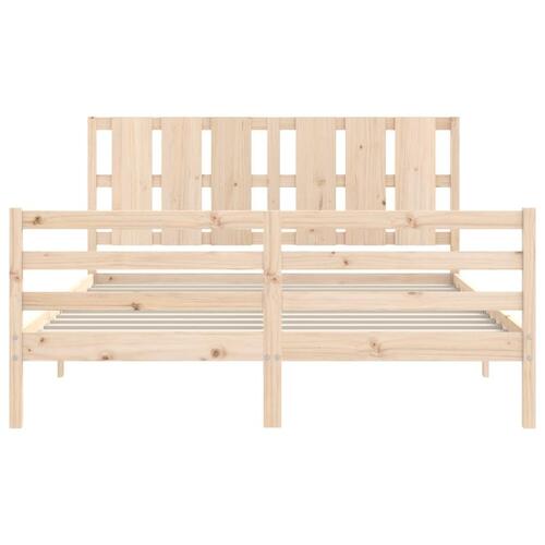 Sengeramme med sengegavl kingsize massivt træ