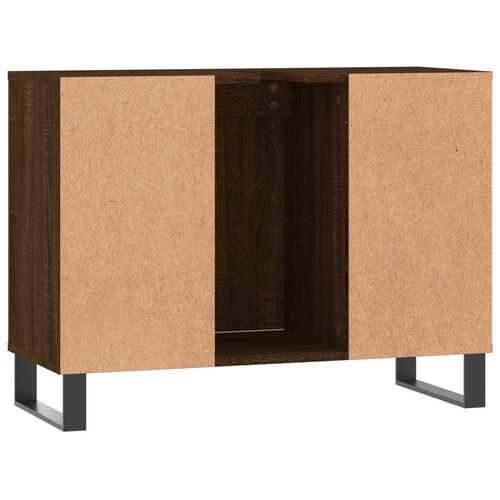 Badeværelsesskab 80x33x60 cm konstrueret træ brun egetræsfarve