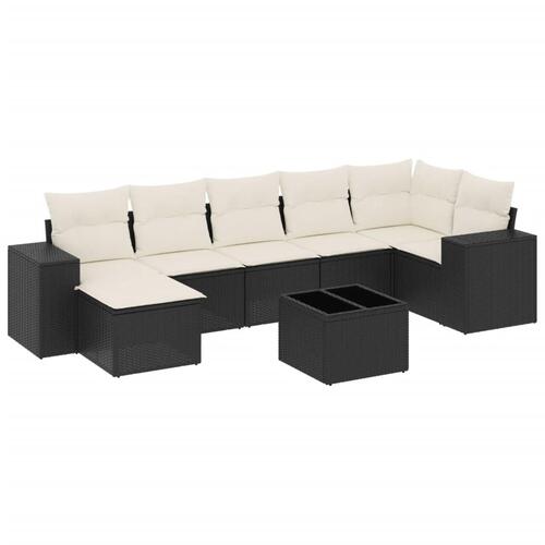 Sofasæt til haven 8 dele med hynder polyrattan sort