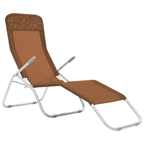 Foldbare liggestole 2 stk. textilene gråbrun