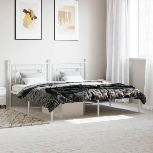 Sengeramme med sengegavl 183x213 cm metal hvid