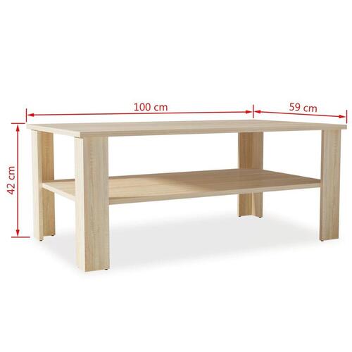 Sofabord 100x59x42 cm konstrueret træ egetræsfarvet