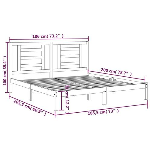 Sengeramme 180x200 cm massivt fyrretræ