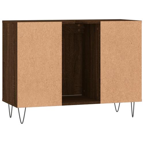 Badeværelsesskab 80x33x60 cm konstrueret træ brun egetræsfarve