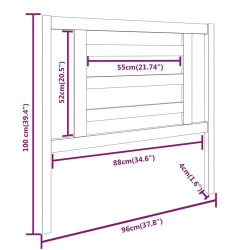 Sengegærde 96x4x100 cm massivt fyrretræ hvid