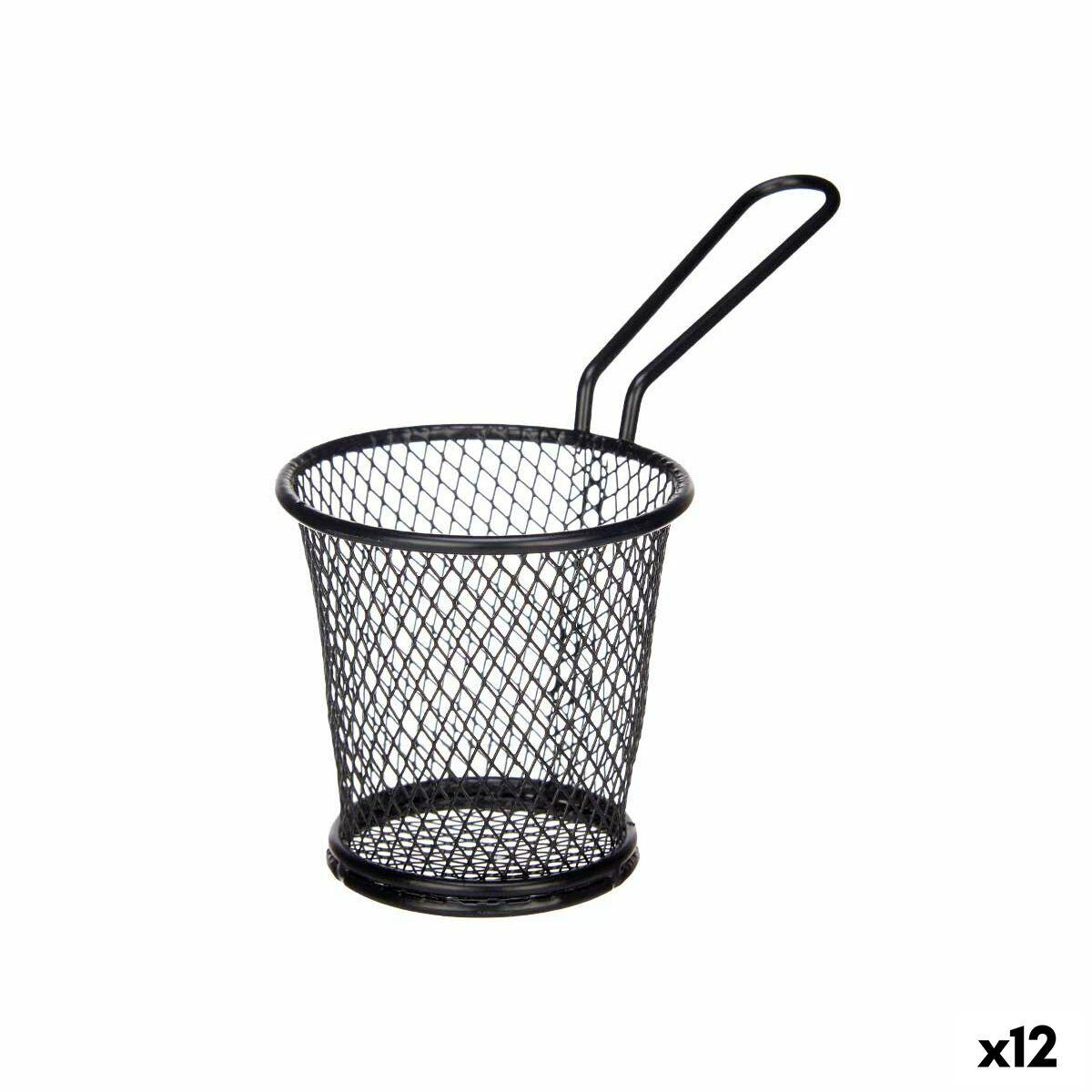 Kurv til præsentation af aperitiffer Sort Metal 16 x 11,5 x 8 cm (12 enheder)