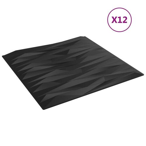 Vægpaneler 12 stk. 50x50 cm 3 m² XPS sten sort