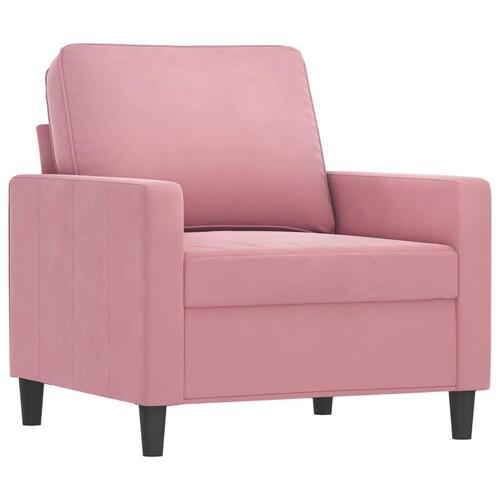 Sofastol med fodskammel 60 cm velour lyserød