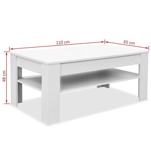 Sofabord 110x65x48 cm konstrueret træ hvid