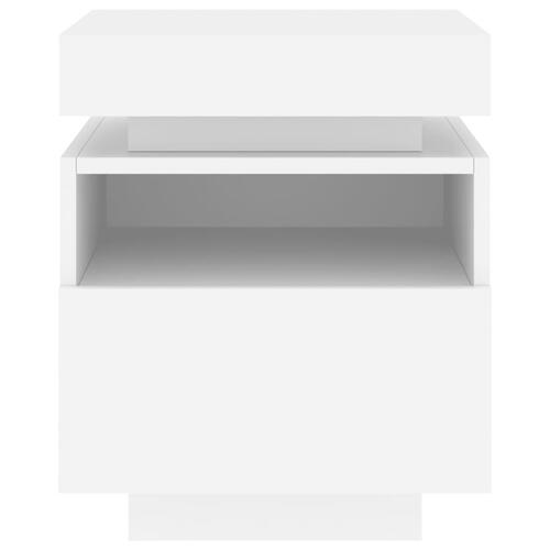 Sengeborde 2 stk. med LED-lys 40x39x48,5 cm hvid