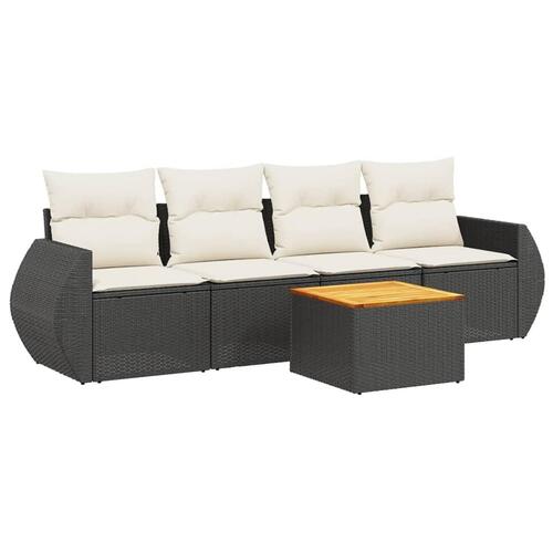 Sofasæt til haven 5 dele med hynder polyrattan sort