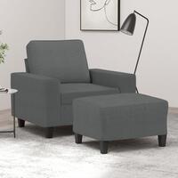 Sofastol med fodskammel 60 cm stof Mørkegrå