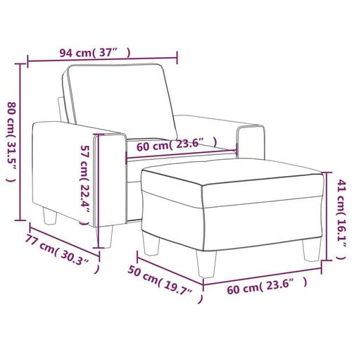 Sofastol med fodskammel 60 cm stof Mørkegrå