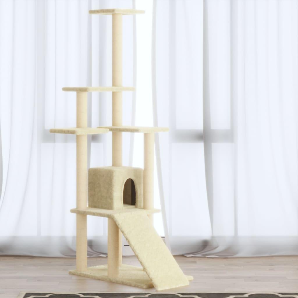 Kradsetræ med sisalkradsestolper 155 cm cremefarvet