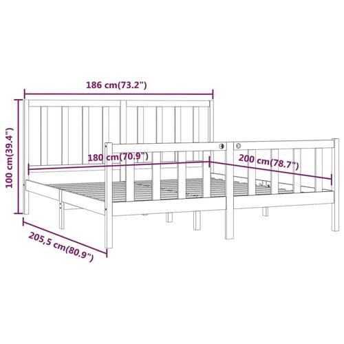 Sengeramme 180x200 cm massivt fyrretræ