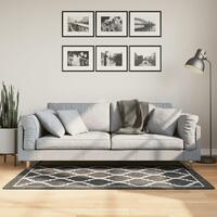 Gulvtæppe 80x150 cm vaskbart og skridsikkert sort og hvid