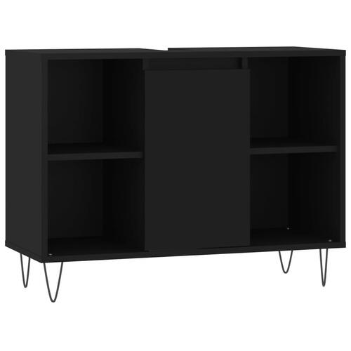 Badeværelsesskab 80x33x60 cm konstrueret træ sort