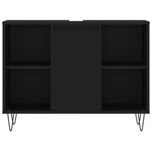 Badeværelsesskab 80x33x60 cm konstrueret træ sort