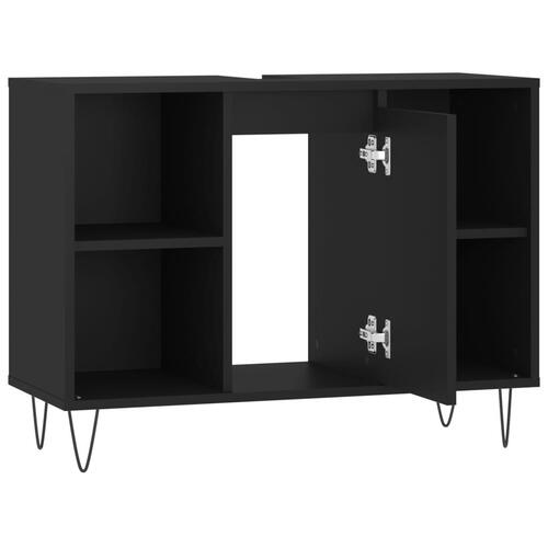 Badeværelsesskab 80x33x60 cm konstrueret træ sort