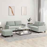3 personers sofa med hynder velour lysegrå