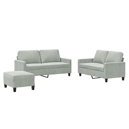 3 personers sofa med hynder velour lysegrå