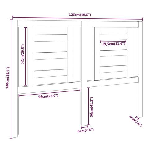 Sengegærde 126x4x100 cm massivt fyrretræ sort