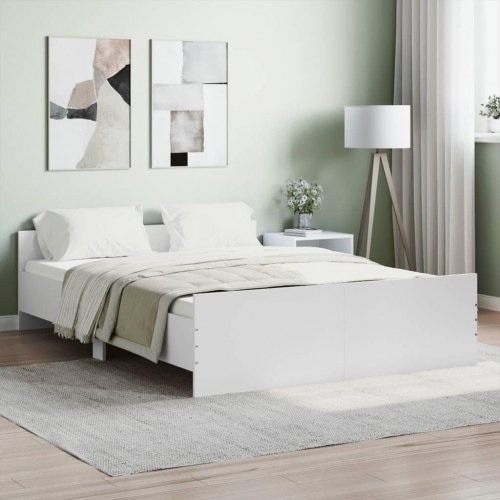 Sengeramme med gavl og fodgærde 135 x 190 cm - hvid