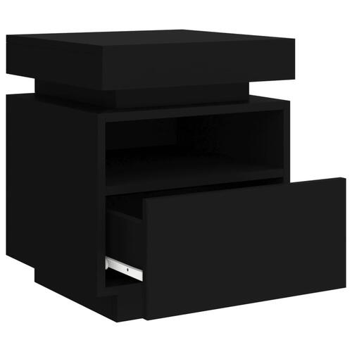 Sengeborde 2 stk. med LED-lys 40x39x48,5 cm sort