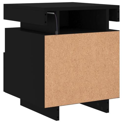 Sengeborde 2 stk. med LED-lys 40x39x48,5 cm sort