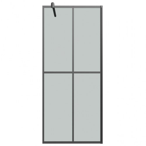 Brusevæg med hylde 100x195 cm sikkerhedsglas og aluminium sort