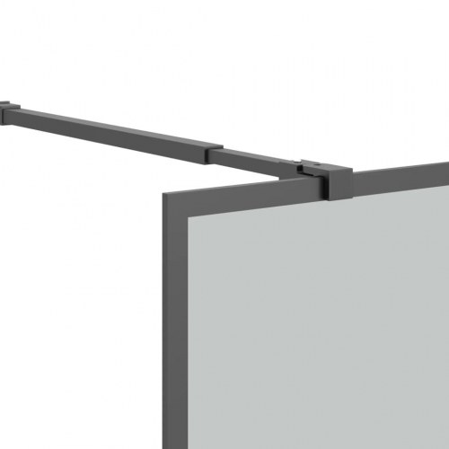 Brusevæg med hylde 100x195 cm sikkerhedsglas og aluminium sort
