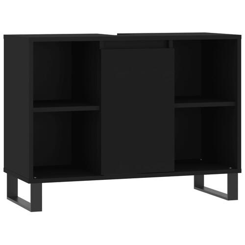 Badeværelsesskab 80x33x60 cm konstrueret træ sort